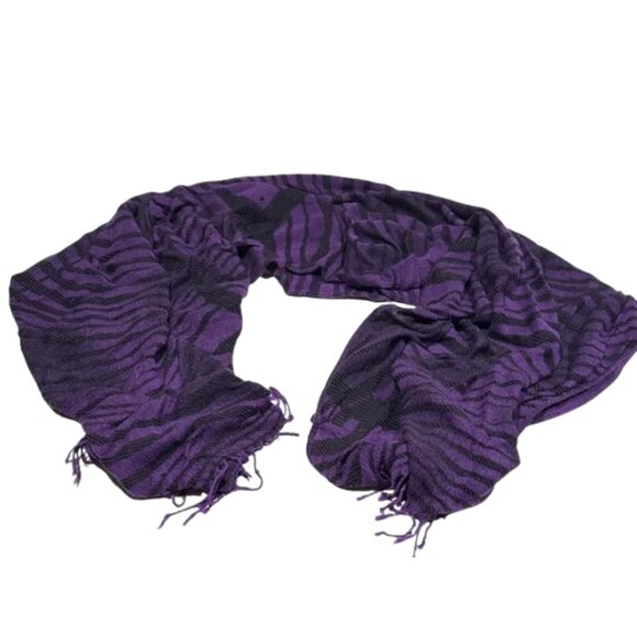 Accessories - Elegant Purple Zebra Pattern Scarf
